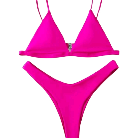 Hot Pink High Cut Bikini - Picture 2 of 5